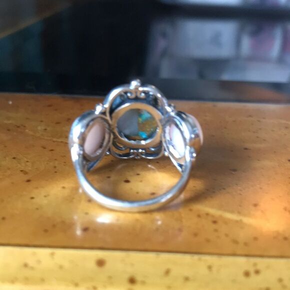 Natural Pink Opal Opalina Sterling Silver Ring Size 6 - Picture 5 of 6